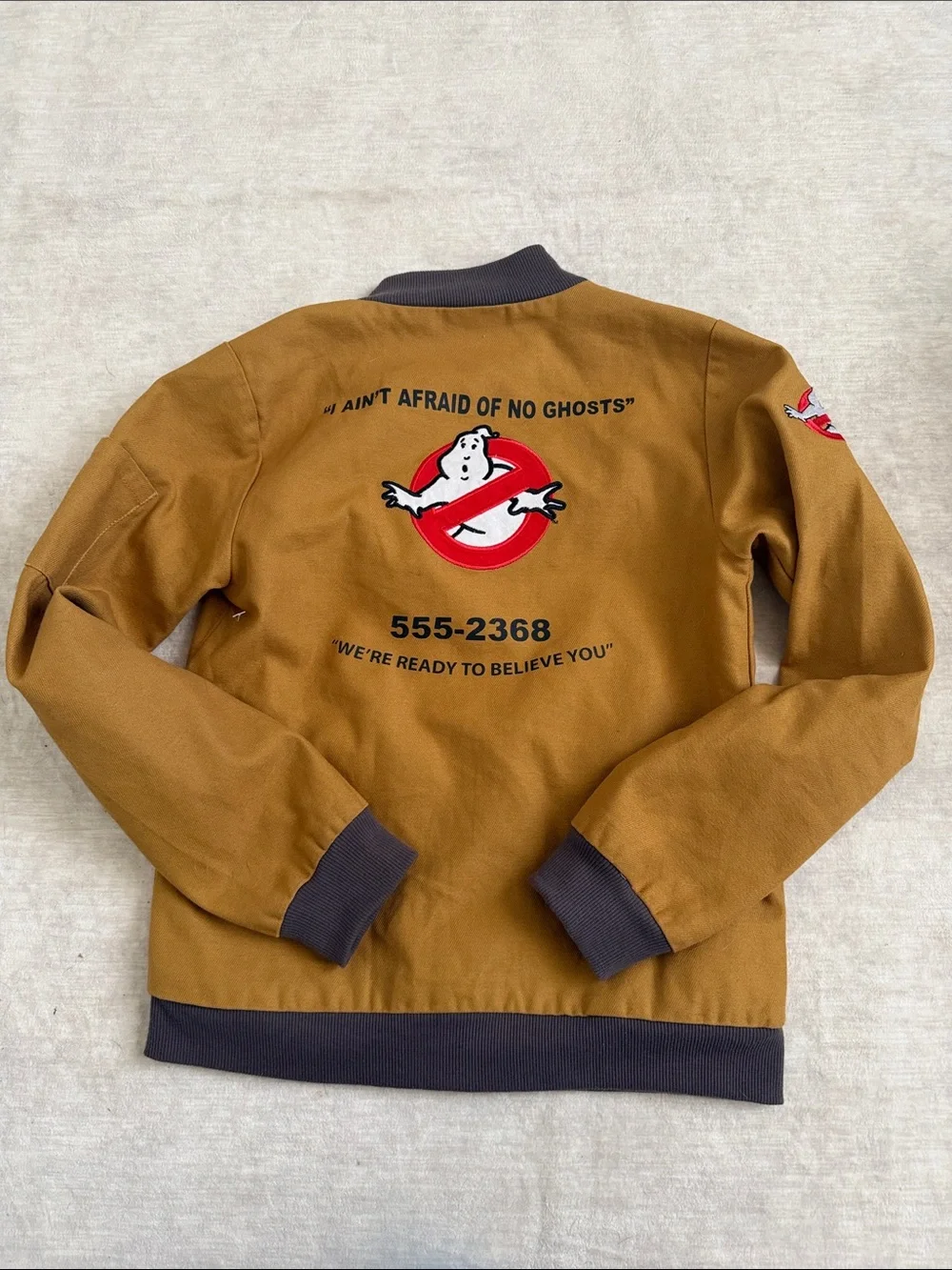 Mustard Bomber Jacket with Patch Details